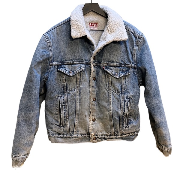 Levi's Other - Vintage‎ Men’s 44R Levi’s Sherpa Lined Trucker Denim Jacket Classic Distressed